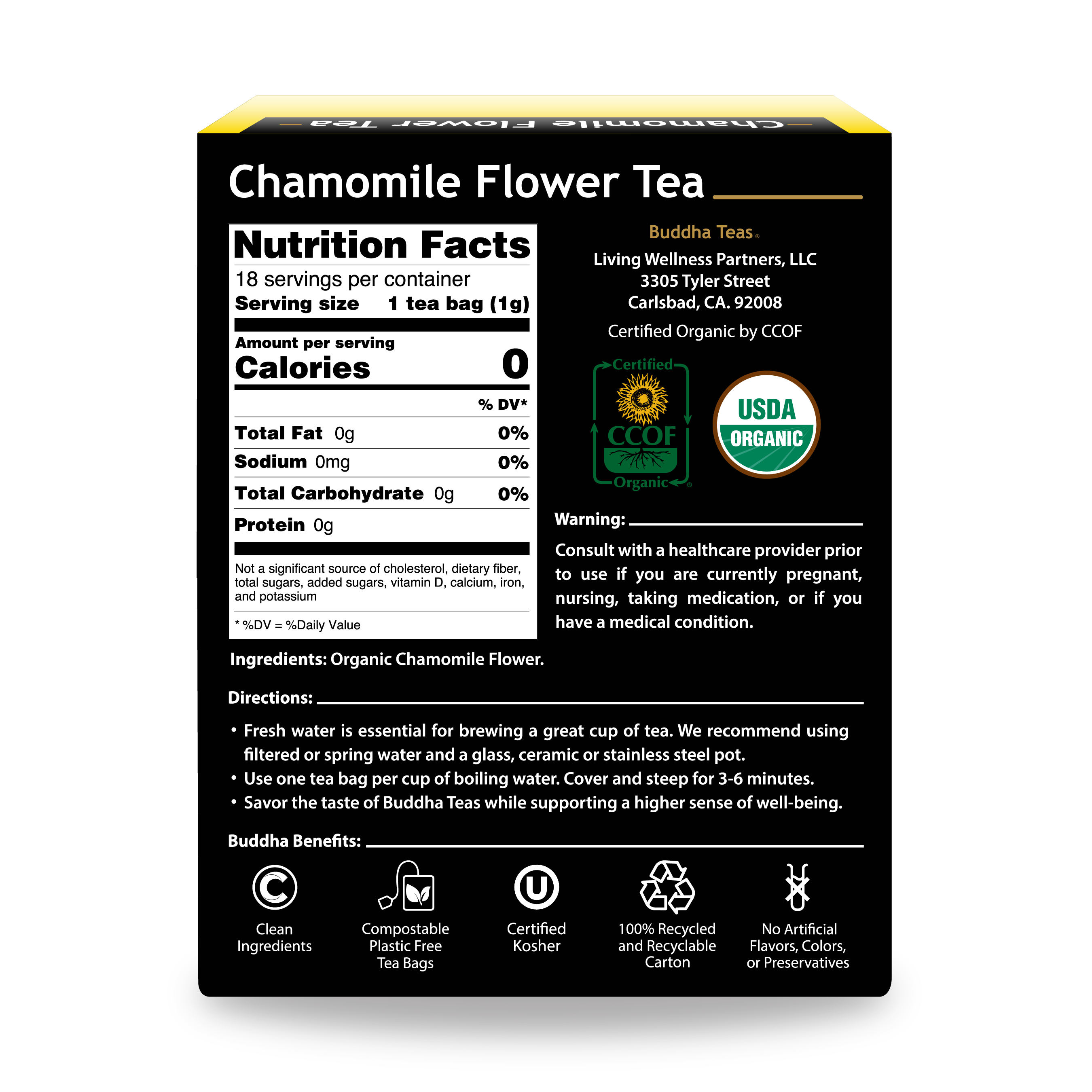 Buddha Teas Chamomile Flower Tea - back view
