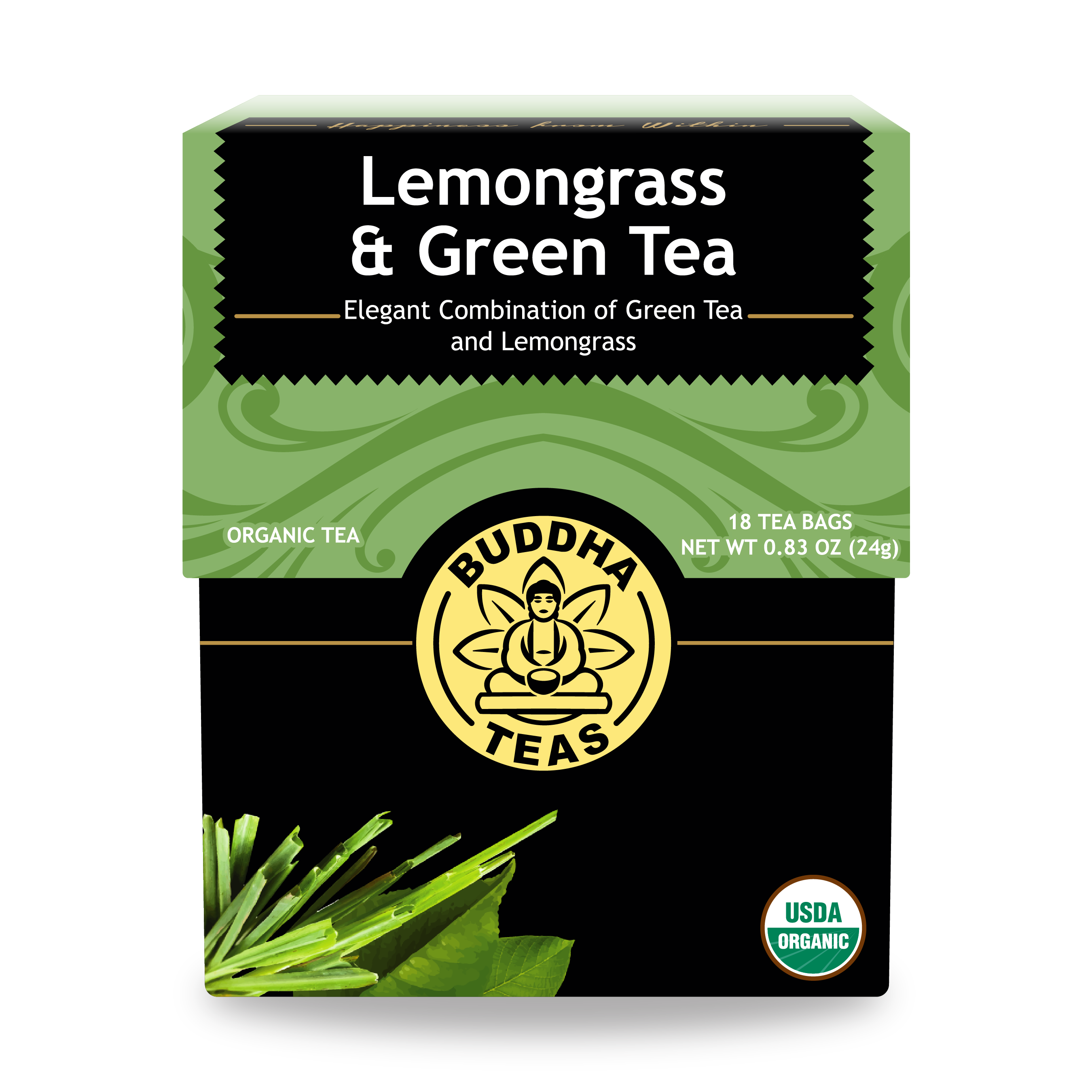 Buddha Teas Lemongrass Green Tea - front view