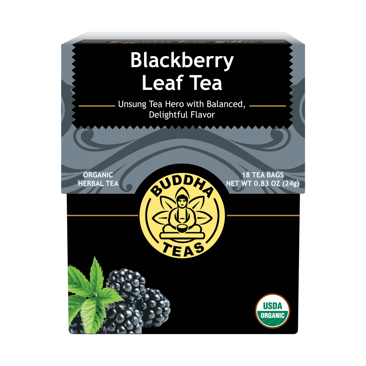 Buddha Teas Blackberry Leaf Tea - front view