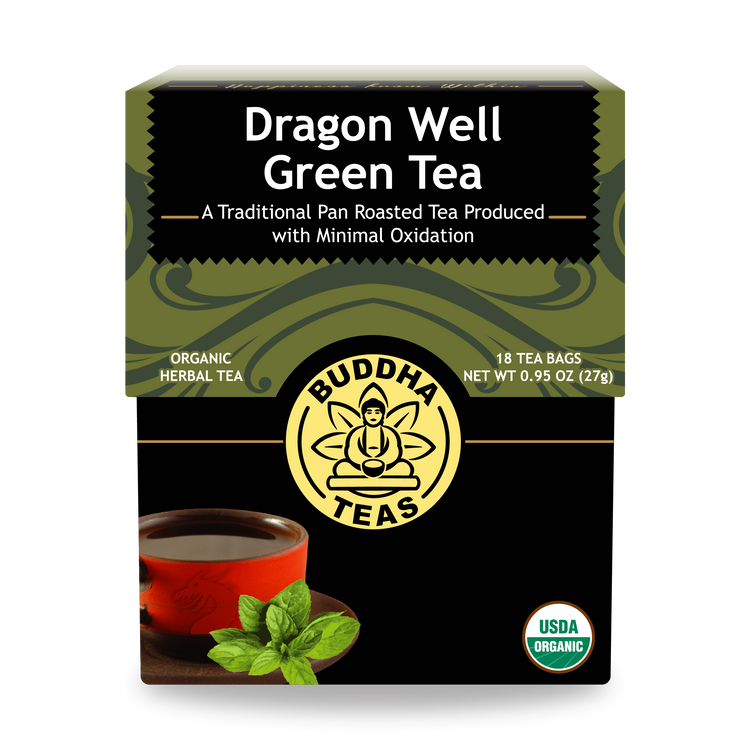 Buddha Teas Dragon Well Green Tea - front view