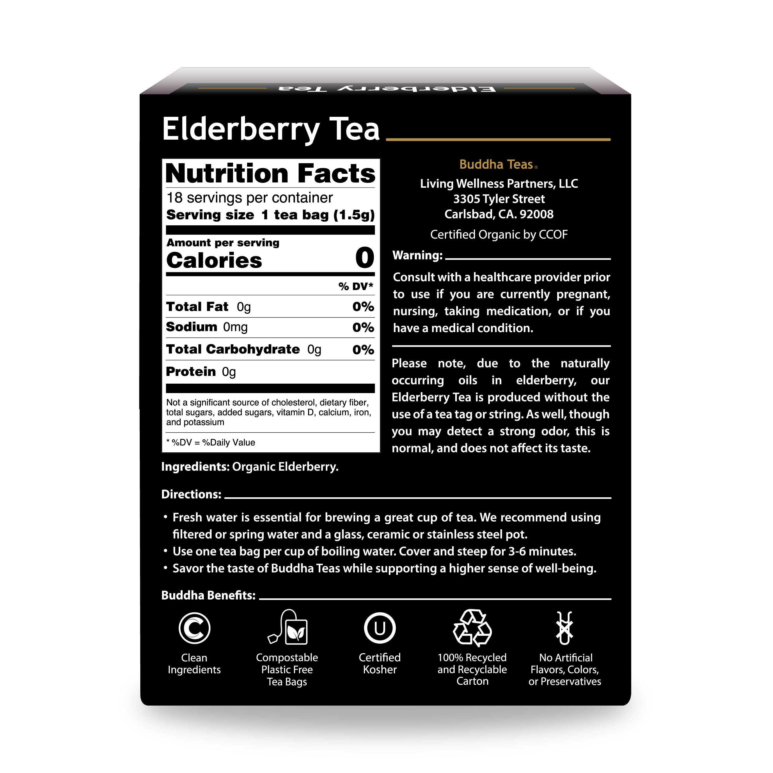Buddha Teas Elderberry Tea - back view