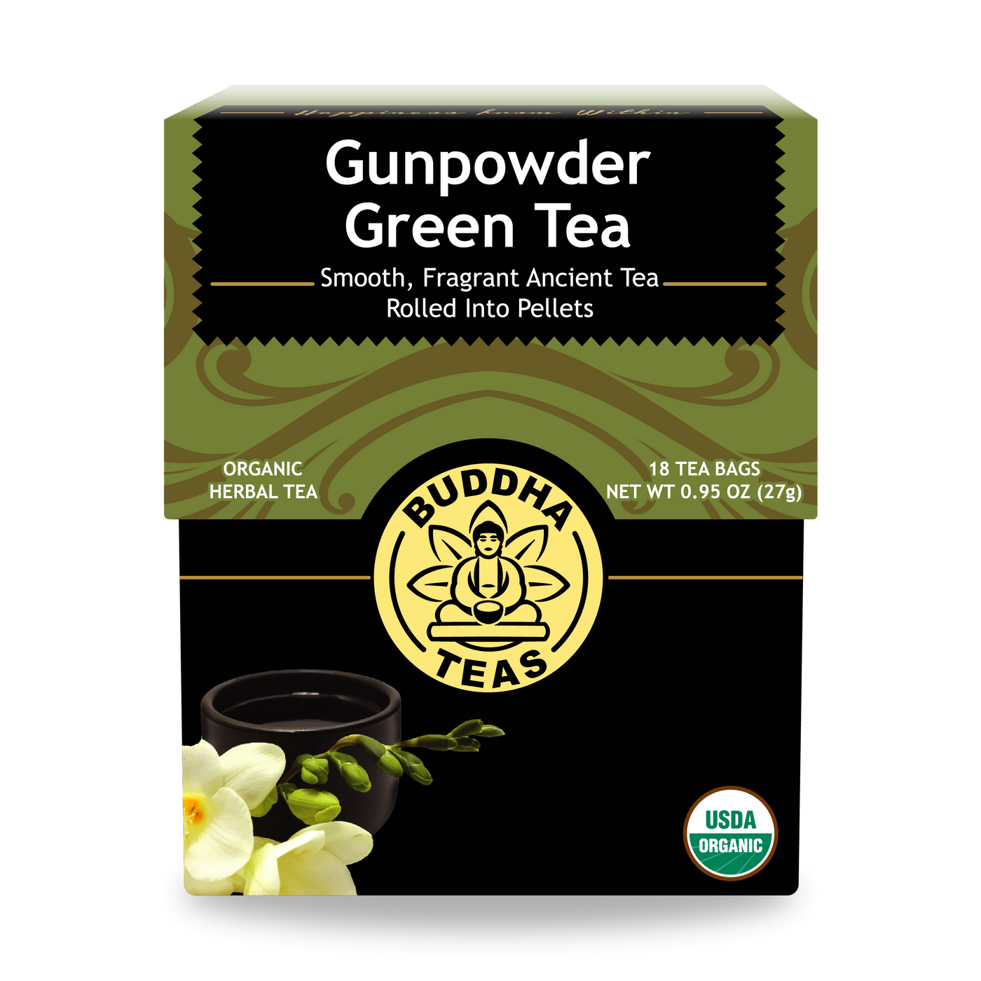 Buddha Teas Gunpowder Green Tea - front view