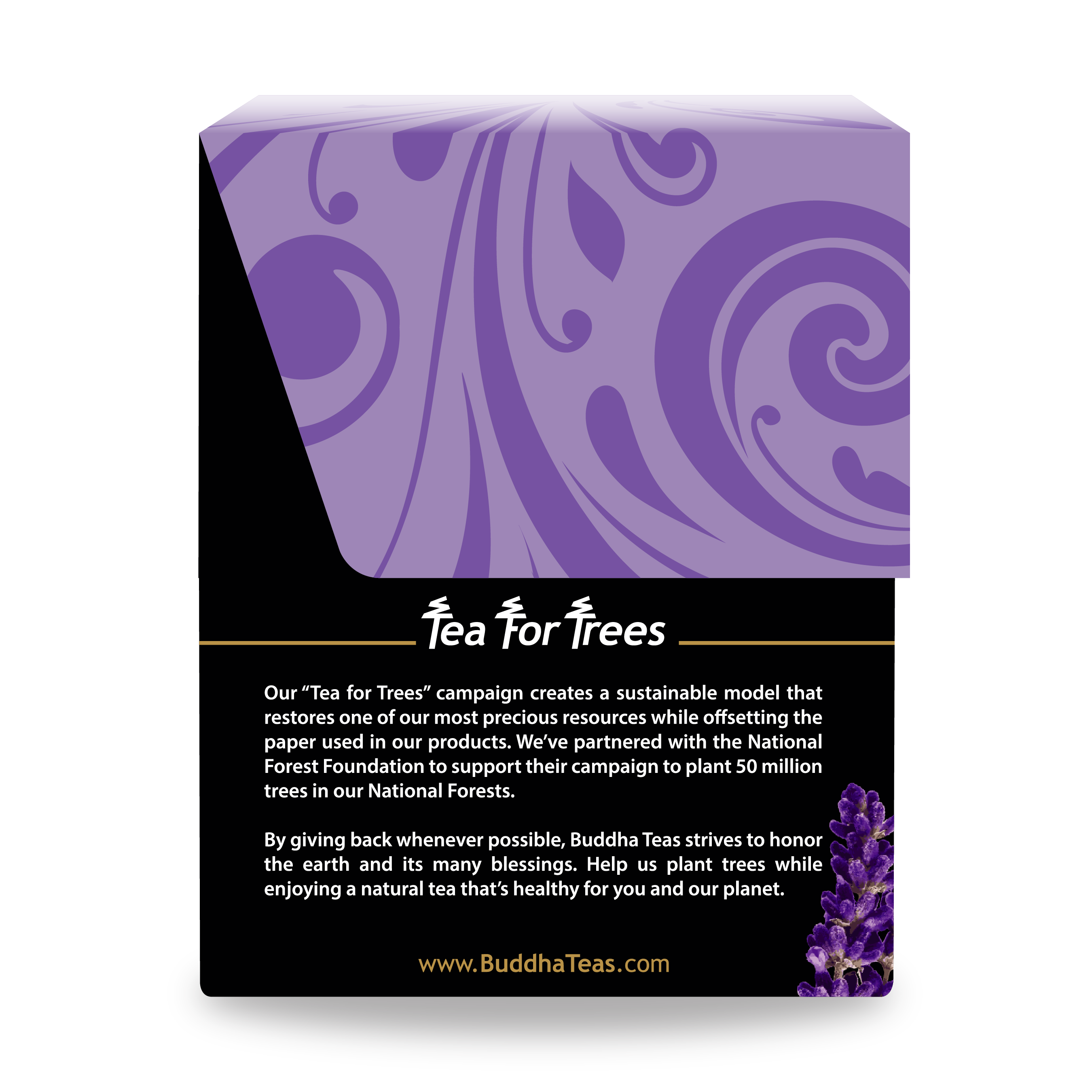 Buddha Teas Lavender Tea - left side panel