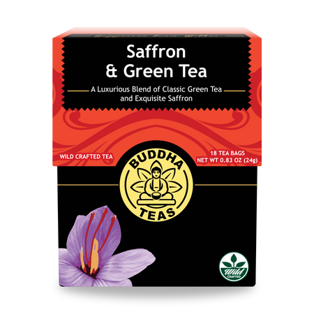 Buddha Teas Saffron Green Tea - front view