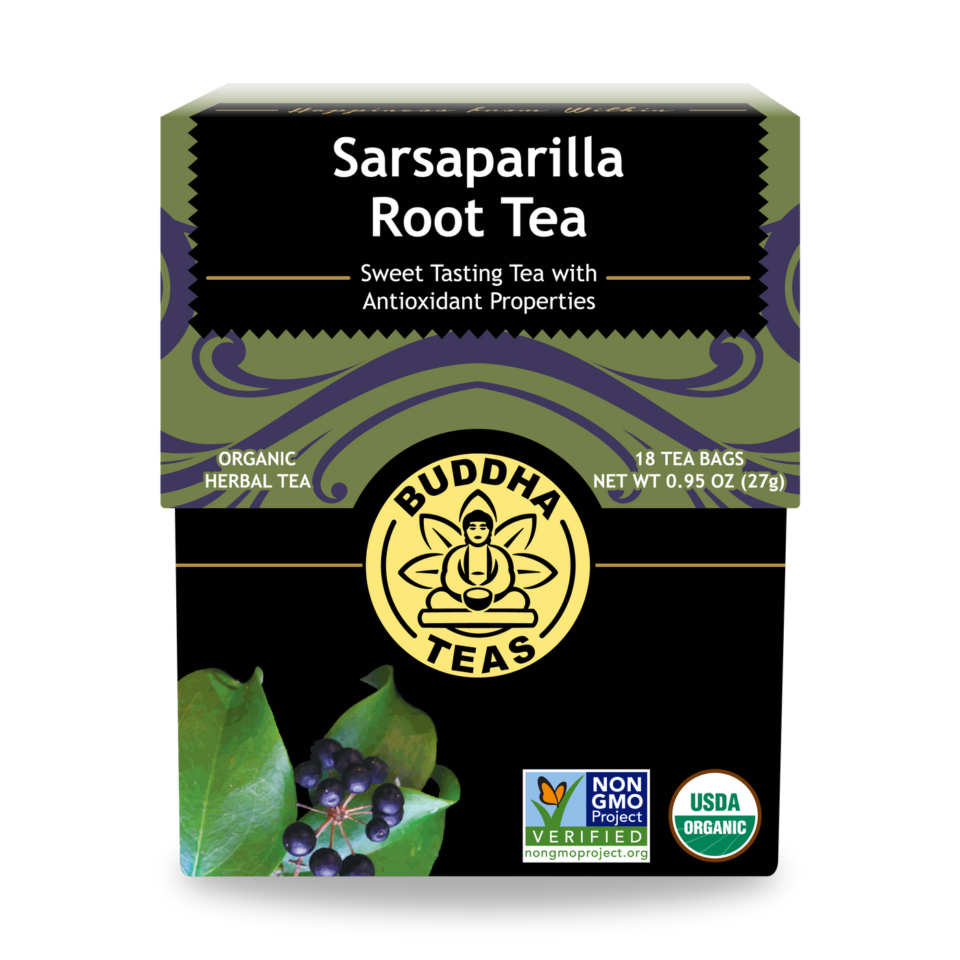 Buddha Teas Sarsaparilla Root Tea - front view