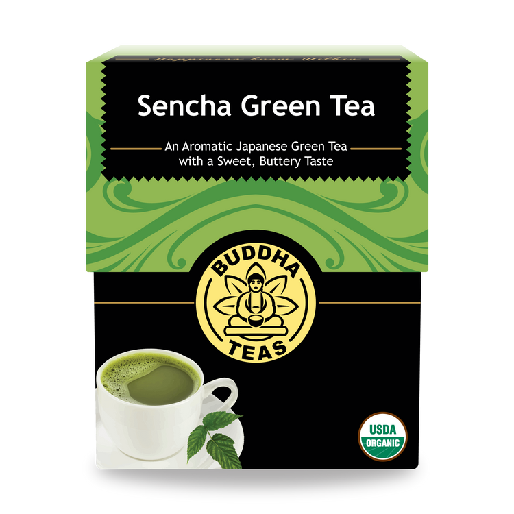 Buddha Teas Sencha Green Tea - front view