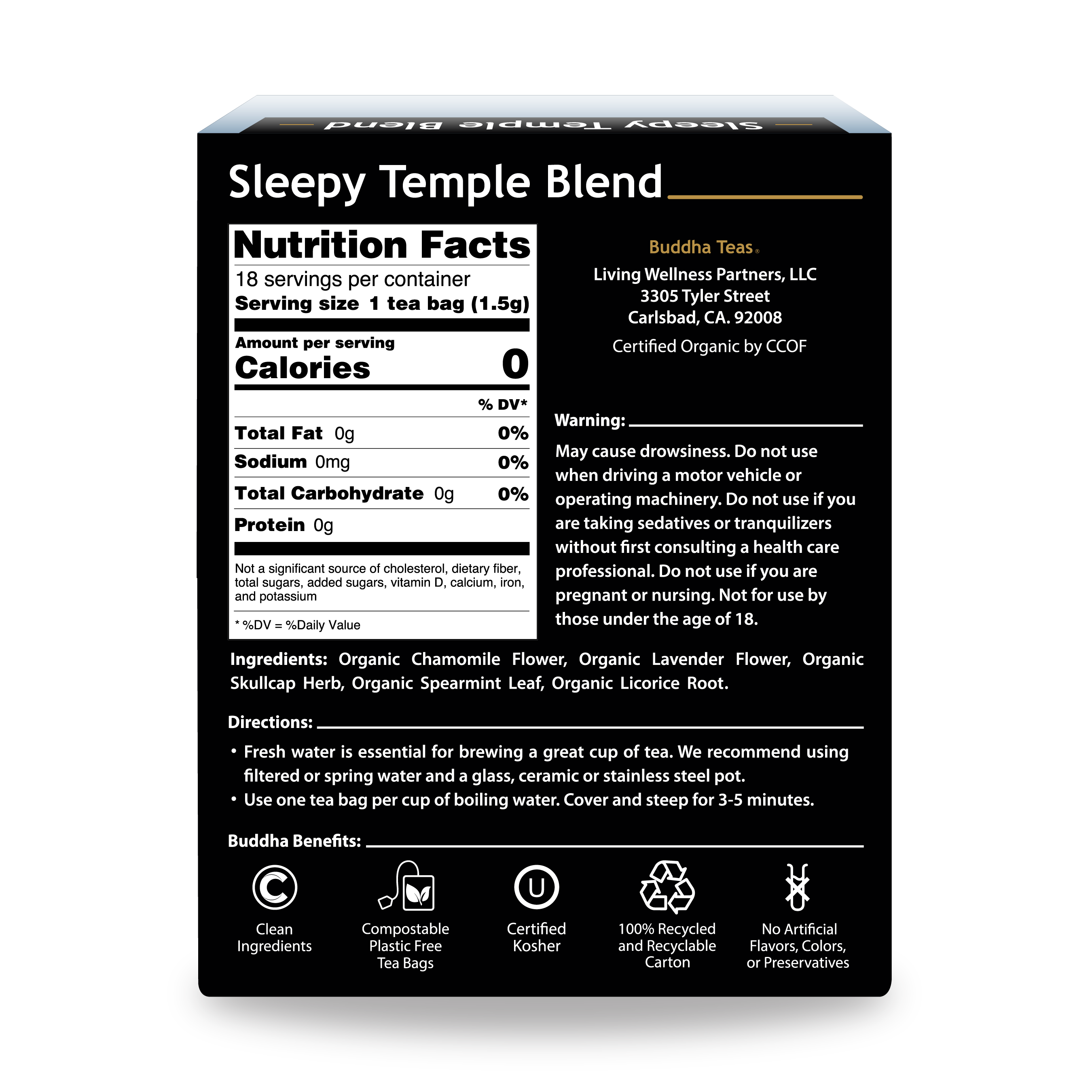 Buddha Teas Sleepy Temple Blend - back view