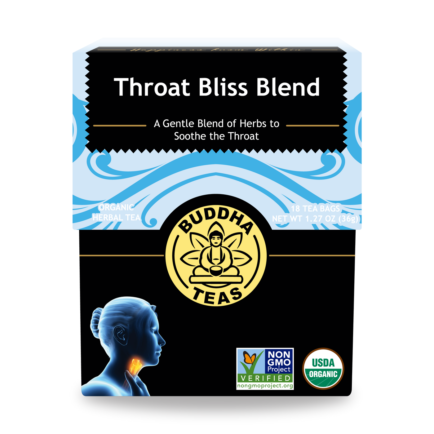 Buddha Teas Throat Bliss Blend - front view