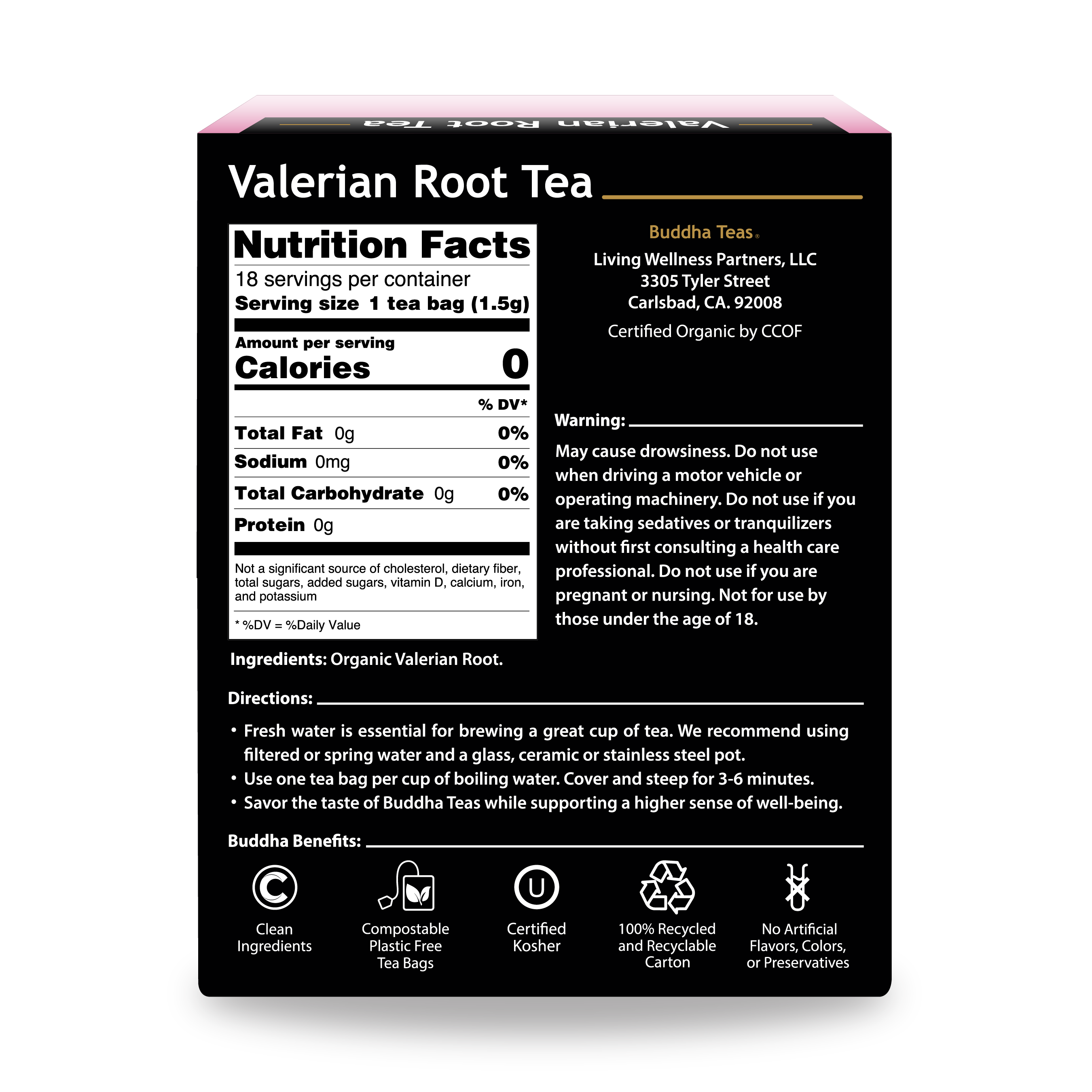 Buddha Teas Valerian Root Tea - back view
