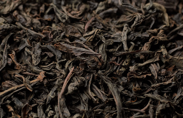 Close-up of dried black tea leaves