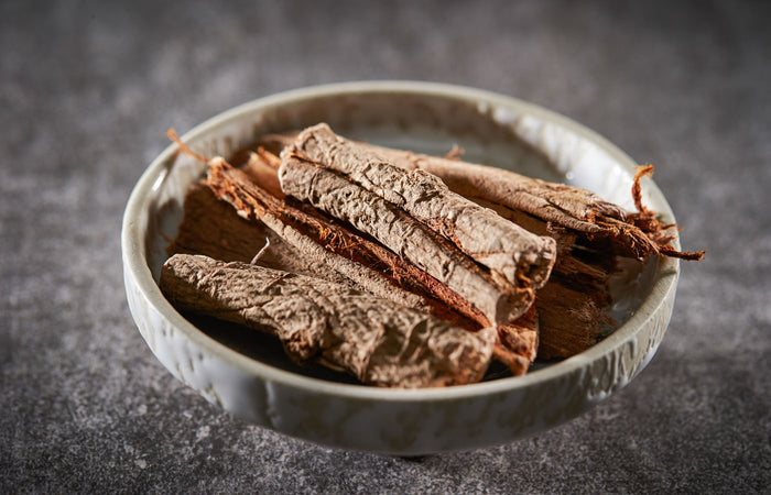 Slippery elm bark in a bowl