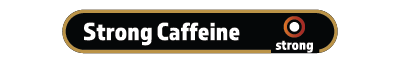 Label with 'Strong Caffeine' text on a black background